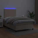 vidaXL cappuccino színű műbőr rugós és LED-es ágy matraccal 120x190 cm