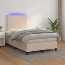 vidaXL cappuccino színű műbőr rugós és LED-es ágy matraccal 120x190 cm