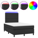 vidaXL fekete műbőr rugós és LED-es ágy matraccal 120x190 cm