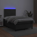vidaXL fekete műbőr rugós és LED-es ágy matraccal 120x190 cm