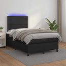 vidaXL fekete műbőr rugós és LED-es ágy matraccal 120x190 cm