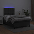 vidaXL fekete műbőr rugós és LED-es ágy matraccal 120x190 cm