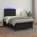 vidaXL fekete műbőr rugós és LED-es ágy matraccal 120x190 cm