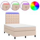 vidaXL cappuccino színű műbőr rugós és LED-es ágy matraccal 120x190 cm