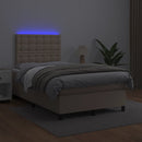 vidaXL cappuccino színű műbőr rugós és LED-es ágy matraccal 120x190 cm