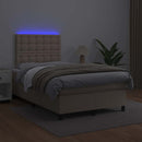 vidaXL cappuccino színű műbőr rugós és LED-es ágy matraccal 120x190 cm