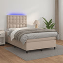 vidaXL cappuccino színű műbőr rugós és LED-es ágy matraccal 120x190 cm