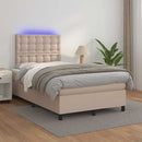 vidaXL cappuccino színű műbőr rugós és LED-es ágy matraccal 120x190 cm