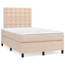 vidaXL cappuccino színű műbőr rugós és LED-es ágy matraccal 120x190 cm