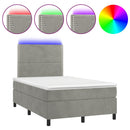 vidaXL világosszürke bársony rugós és LED-es ágy matraccal 120x190 cm