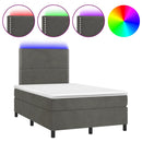 vidaXL sötétszürke bársony rugós és LED-es ágy matraccal 120x190 cm