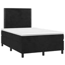 vidaXL fekete bársony rugós és LED-es ágy matraccal 120x190 cm