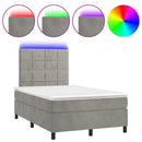 vidaXL világosszürke bársony rugós és LED-es ágy matraccal 120x190 cm