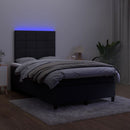 vidaXL fekete bársony rugós és LED-es ágy matraccal 120x190 cm