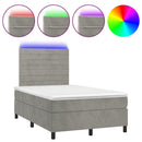 vidaXL világosszürke bársony rugós és LED-es ágy matraccal 120x190 cm