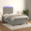 vidaXL világosszürke bársony rugós és LED-es ágy matraccal 120x190 cm