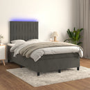 vidaXL sötétszürke bársony rugós és LED-es ágy matraccal 120x190 cm