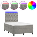 vidaXL világosszürke bársony rugós és LED-es ágy matraccal 120x190 cm