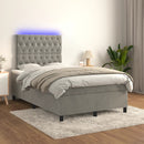 vidaXL világosszürke bársony rugós és LED-es ágy matraccal 120x190 cm