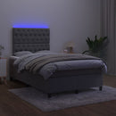 vidaXL sötétszürke bársony rugós és LED-es ágy matraccal 120x190 cm