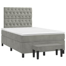 vidaXL világosszürke bársony rugós ágy matraccal 120 x 190 cm
