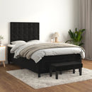 vidaXL fekete bársony rugós ágy matraccal 120x190 cm