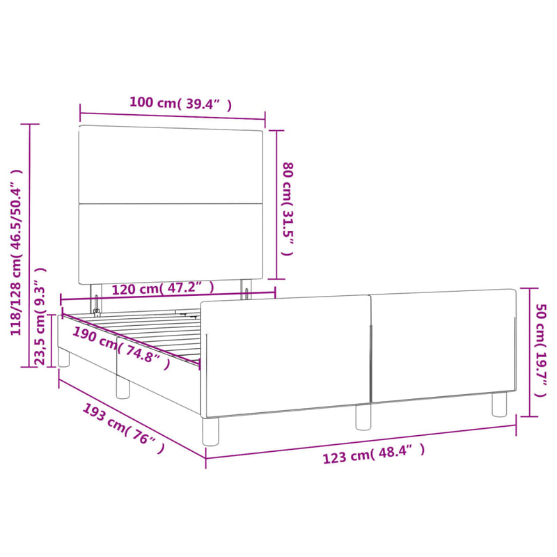 vidaXL sötétszürke bársony ágykeret fejtámlával 120 x 190 cm