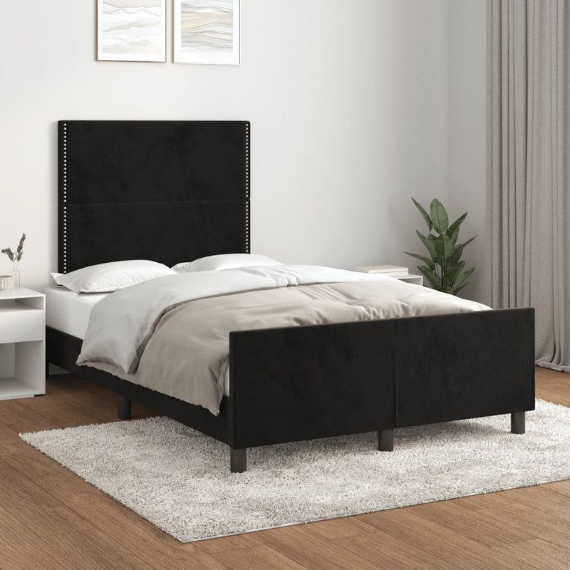 vidaXL ágykeret matrac nélkül fekete 120x190 cm Velvet
