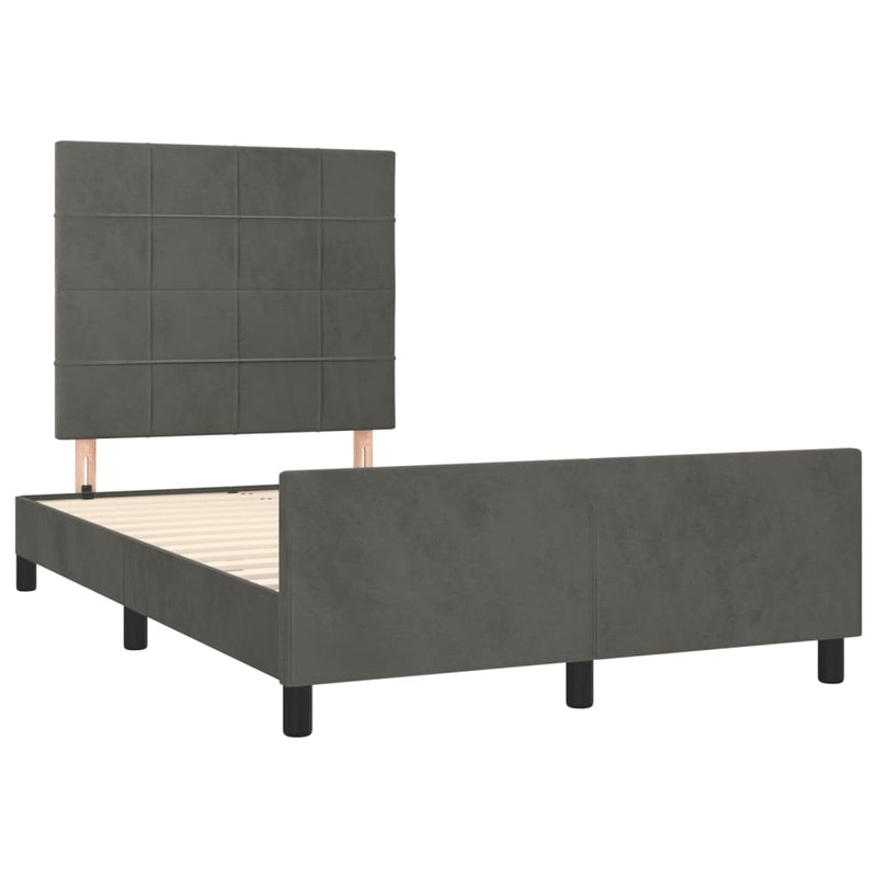 vidaXL ágykeret matrac nélkül sötétszürke 120x190 cm Velvet