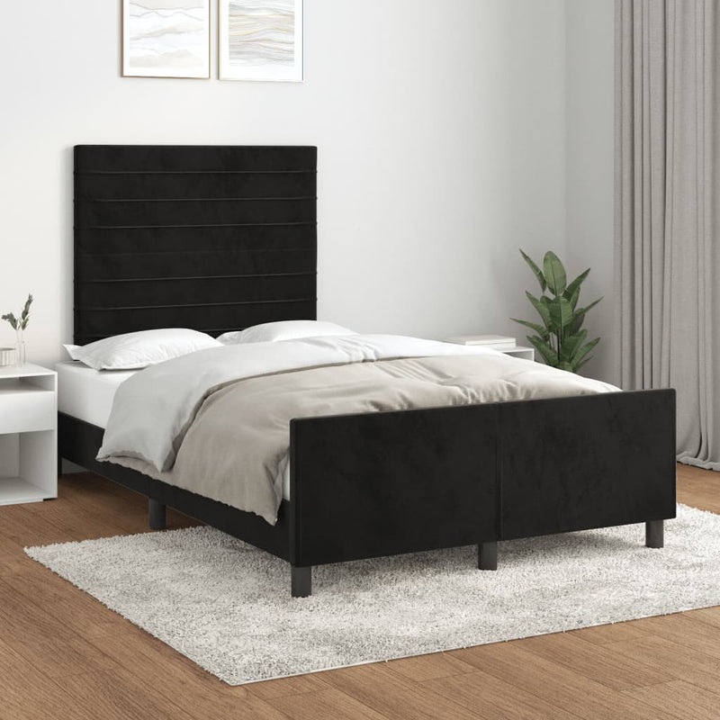 vidaXL ágykeret matrac nélkül fekete 120x190 cm Velvet