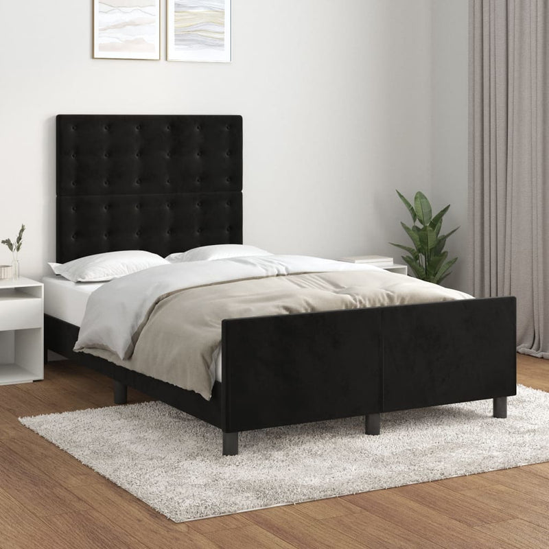vidaXL ágykeret matrac nélkül fekete 120x190 cm Velvet