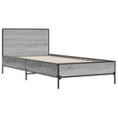 vidaXL sonoma tölgyszínű szerelt fa és fém ágykeret 90 x 200 cm