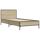 vidaXL sonoma tölgyszínű szerelt fa és fém ágykeret 100 x 200 cm