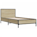 vidaXL sonoma tölgyszínű szerelt fa és fém ágykeret 75 x 190 cm