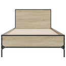 vidaXL sonoma tölgyszínű szerelt fa és fém ágykeret 75 x 190 cm
