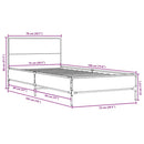 vidaXL sonoma tölgyszínű szerelt fa és fém ágykeret 75 x 190 cm