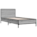 vidaXL sonoma tölgyszínű szerelt fa és fém ágykeret 75 x 190 cm