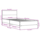 vidaXL sonoma tölgyszínű szerelt fa és fém ágykeret 75 x 190 cm