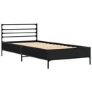 vidaXL fekete szerelt fa és fém ágykeret 90 x 200 cm