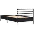 vidaXL fekete szerelt fa és fém ágykeret 90 x 200 cm