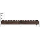 vidaXL barna tölgyszínű szerelt fa és fém ágykeret 90 x 200 cm