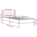 vidaXL füstös tölgyszínű szerelt fa és fém ágykeret 100 x 200 cm