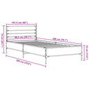 vidaXL sonoma tölgyszínű szerelt fa és fém ágykeret 100 x 200 cm