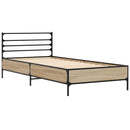 vidaXL sonoma tölgyszínű szerelt fa és fém ágykeret 75 x 190 cm