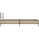 vidaXL sonoma tölgyszínű szerelt fa és fém ágykeret 75 x 190 cm