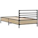 vidaXL sonoma tölgyszínű szerelt fa és fém ágykeret 75 x 190 cm