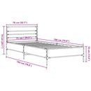 vidaXL sonoma tölgyszínű szerelt fa és fém ágykeret 75 x 190 cm