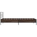 vidaXL barna tölgyszínű szerelt fa és fém ágykeret 90 x 190 cm