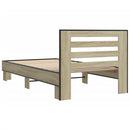 vidaXL sonoma tölgyszínű szerelt fa és fém ágykeret 75 x 190 cm