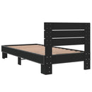 vidaXL fekete szerelt fa és fém ágykeret 90 x 200 cm